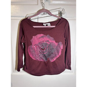 Vintage Together Wine Color Rose T Shirt Sz M